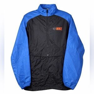 Women’s Vintage Nike Windbreaker Jacket Blue Black Half-Zip Pullover XL